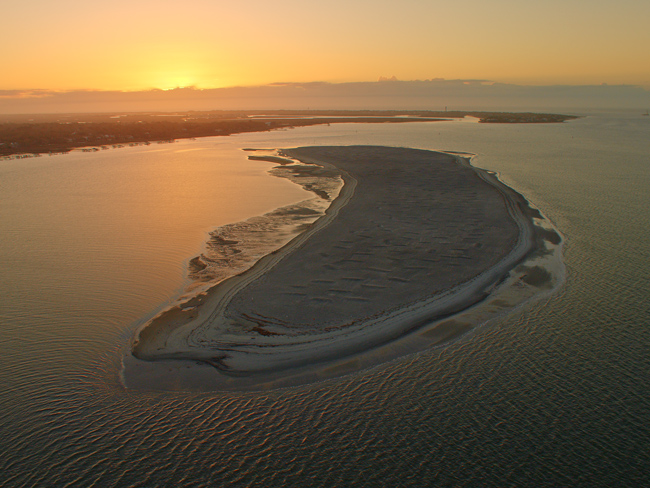 An aerial shot of the completed Crab Bank island. (Photo courtesy of Adam Boozer)